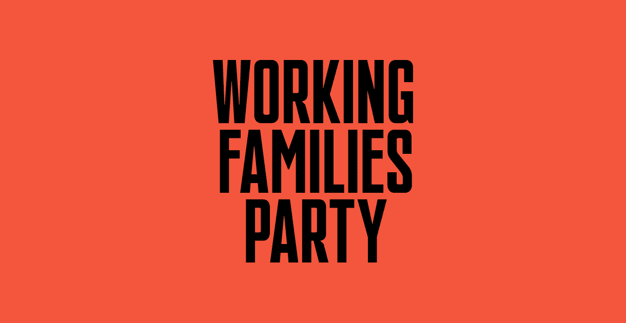 Working Families Party logo on orange background for canvassing campaign.